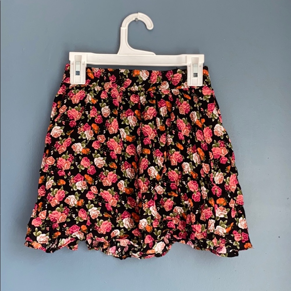 Black Floral Skirt